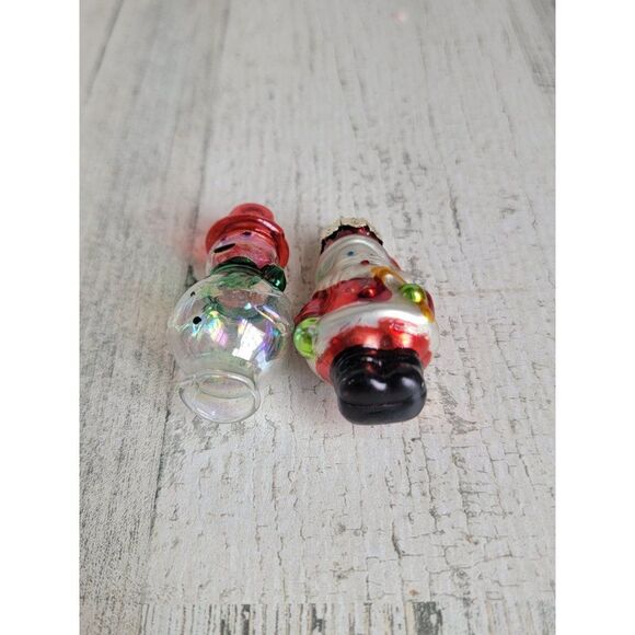 Mini snowman Santa Claus blown glass ornament Xmas set - Picture 2 of 7